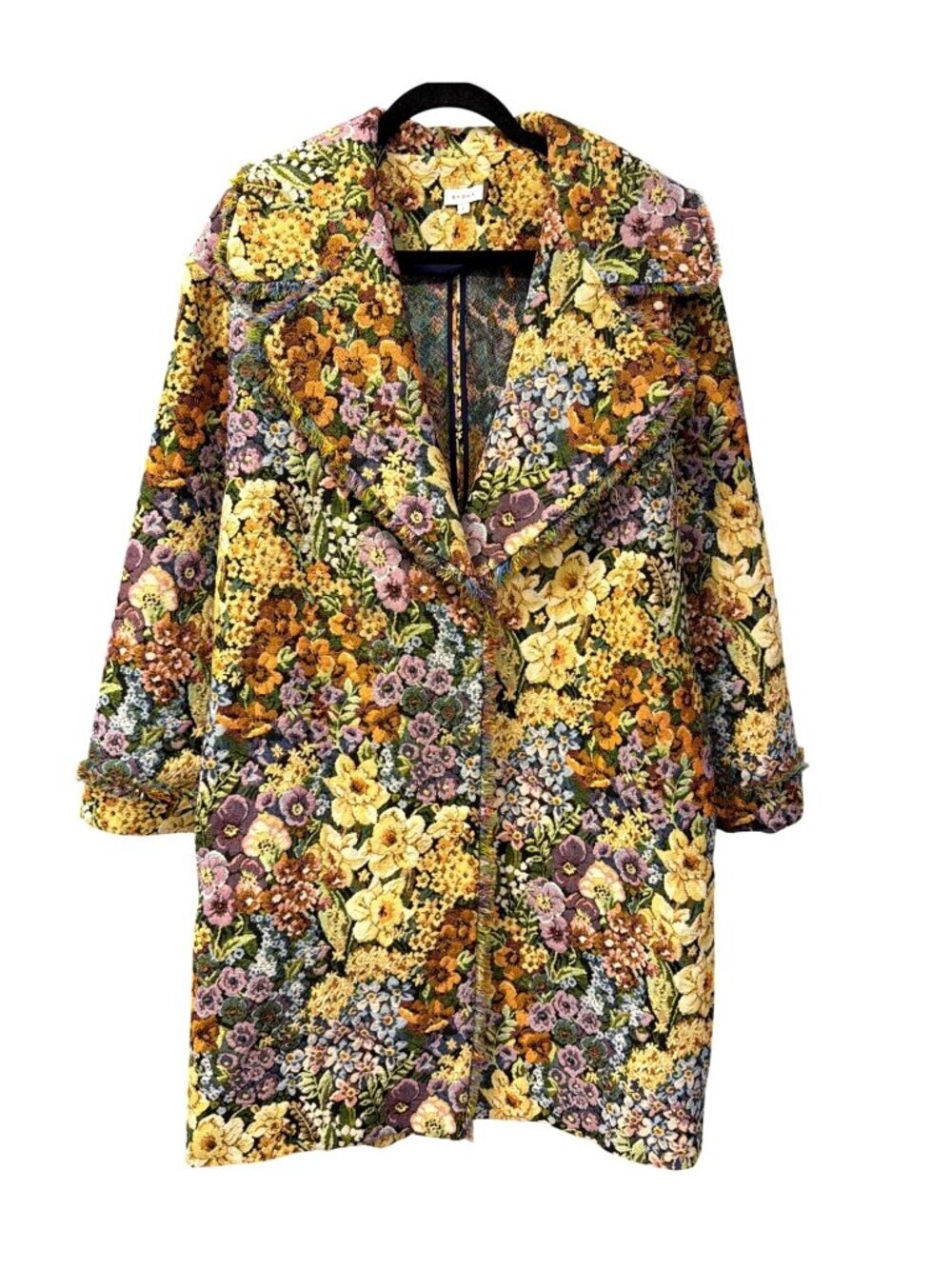 New Rhode Floral Tapestry Fringe Trench Coat Size Small Belted